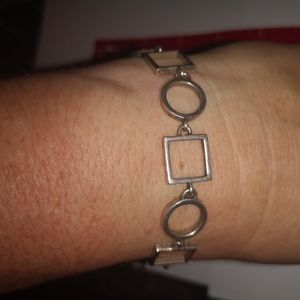 Unique circle/square Sterling silver bracelet